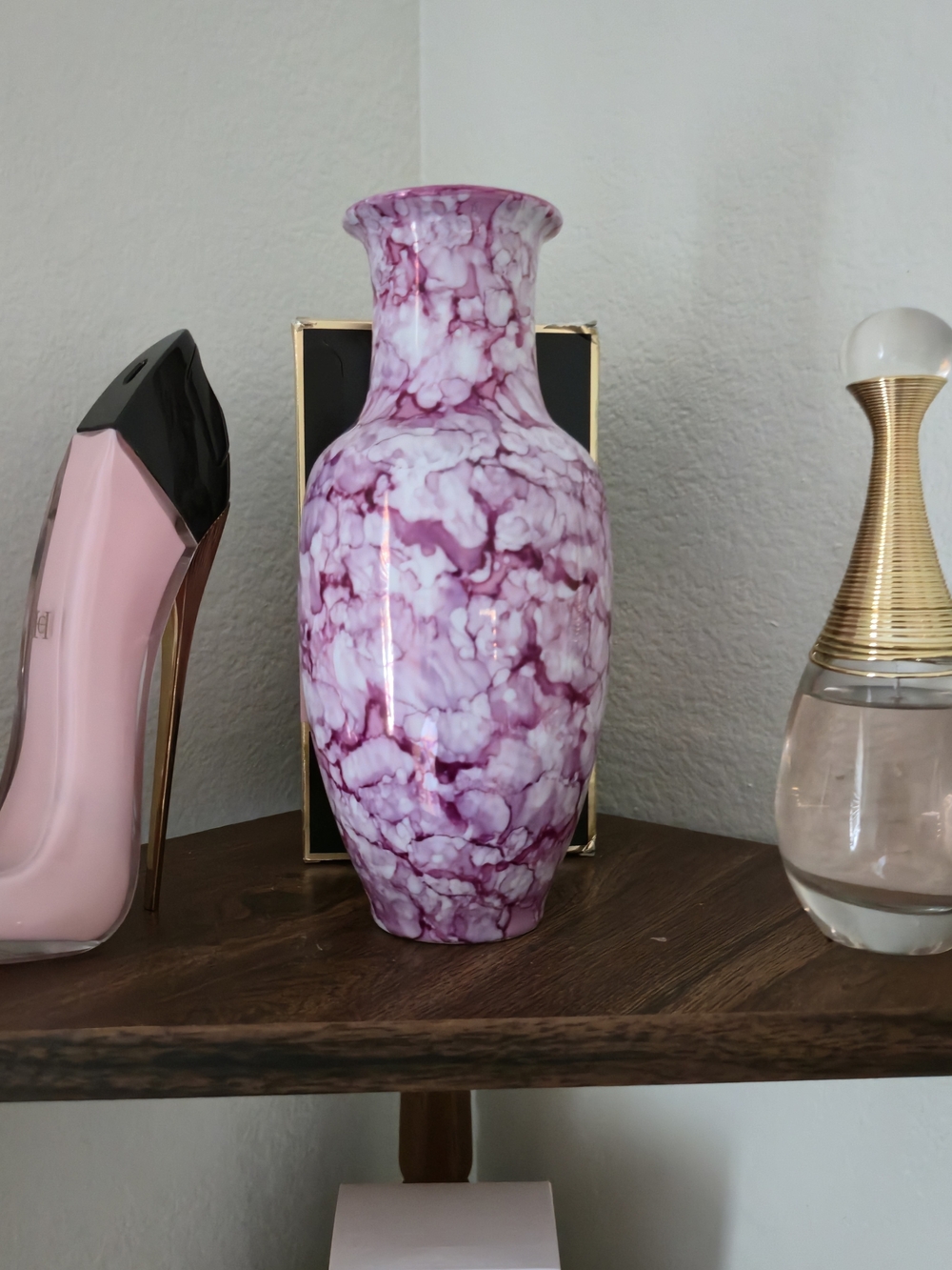 Vintage Purple & White Marbled Ceramic Vase - Retro Spatter Glaze